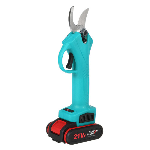 (Green) 21V Wireless 25mm Rechargeable Electric Scissors Branch Pruning Shear Tree Cutting Tools
