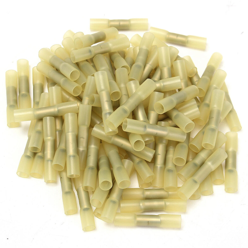 100Pcs Yellow 12-10Awg Heat Shrink Butt Wire Crimp Connector Electrical Terminal 4250937723008
