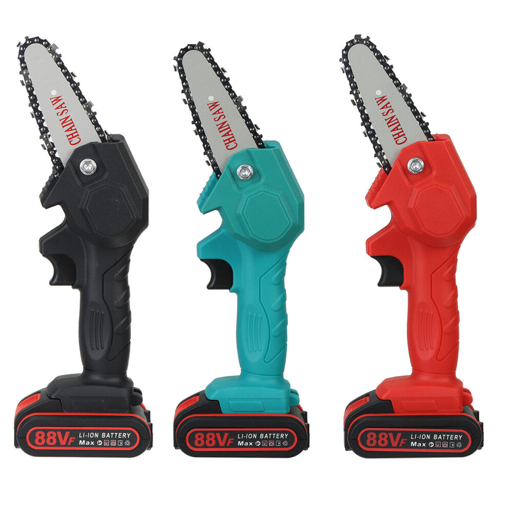 (Red, Two Batteries) 4 inch 88VF 1080W Electric Cordless Chain Saw Chainsaw Handheld Woodworking W/ Battery Kit-image-OPC-PJHTNKX-NEW