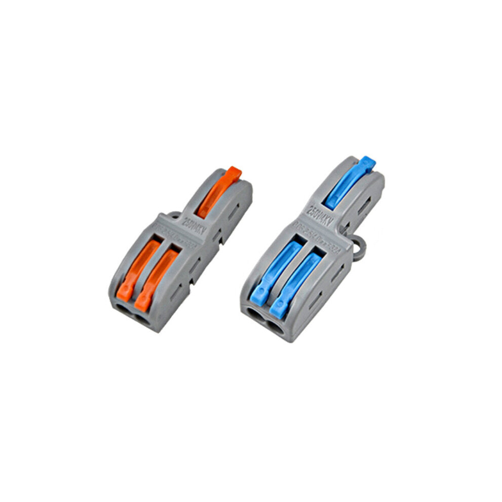 (Orange) Wire Connector 1 In 2 Out Wire Splitter Terminal Block Compact Wiring Cable Connector Push-In Conductor 8727971773086