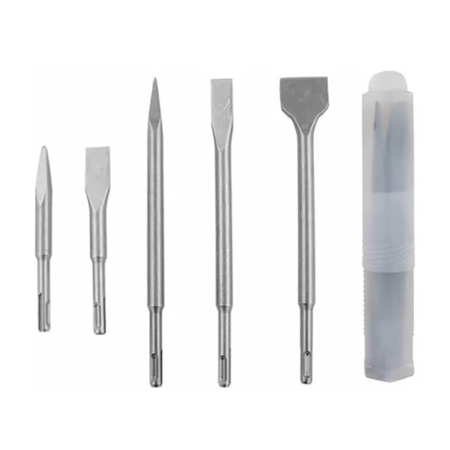 5PCS Impact Drill Chisel Set, 40Cr Steel, 26cm Flat & Point Bits 2