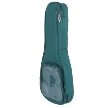 Guitar Backpack 23 Inch Ukulele Storage Bag Oxford Cloth Carry Bag with Transparent Pocket Green Color