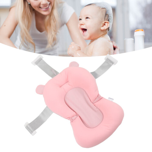 Baby Bath Support Pillow with 3-Layer Fabric Quick Drying Pink