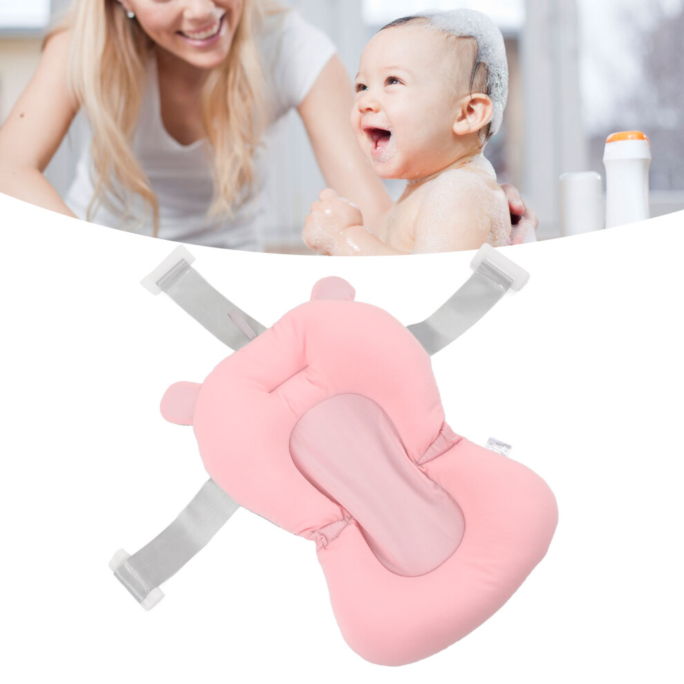 Baby Bath Support Pillow With 3-Layer Fabric Quick Drying Pink