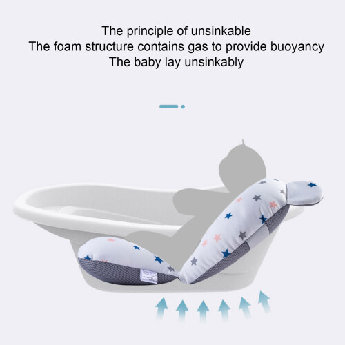 Foldable Baby Bath Support Pillow for Newborn White Stars 2