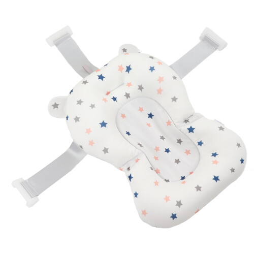 Foldable Baby Bath Support Pillow for Newborn White Stars