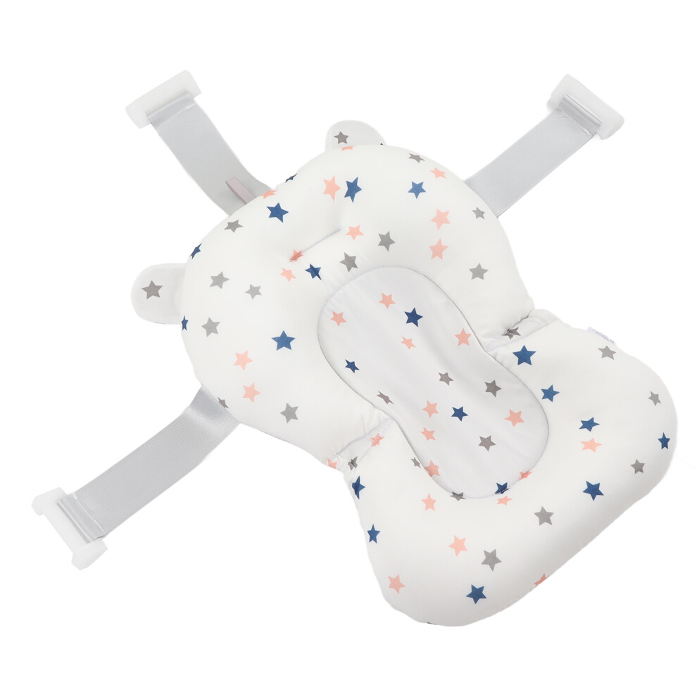 Foldable Baby Bath Support Pillow For Newborn Stars White