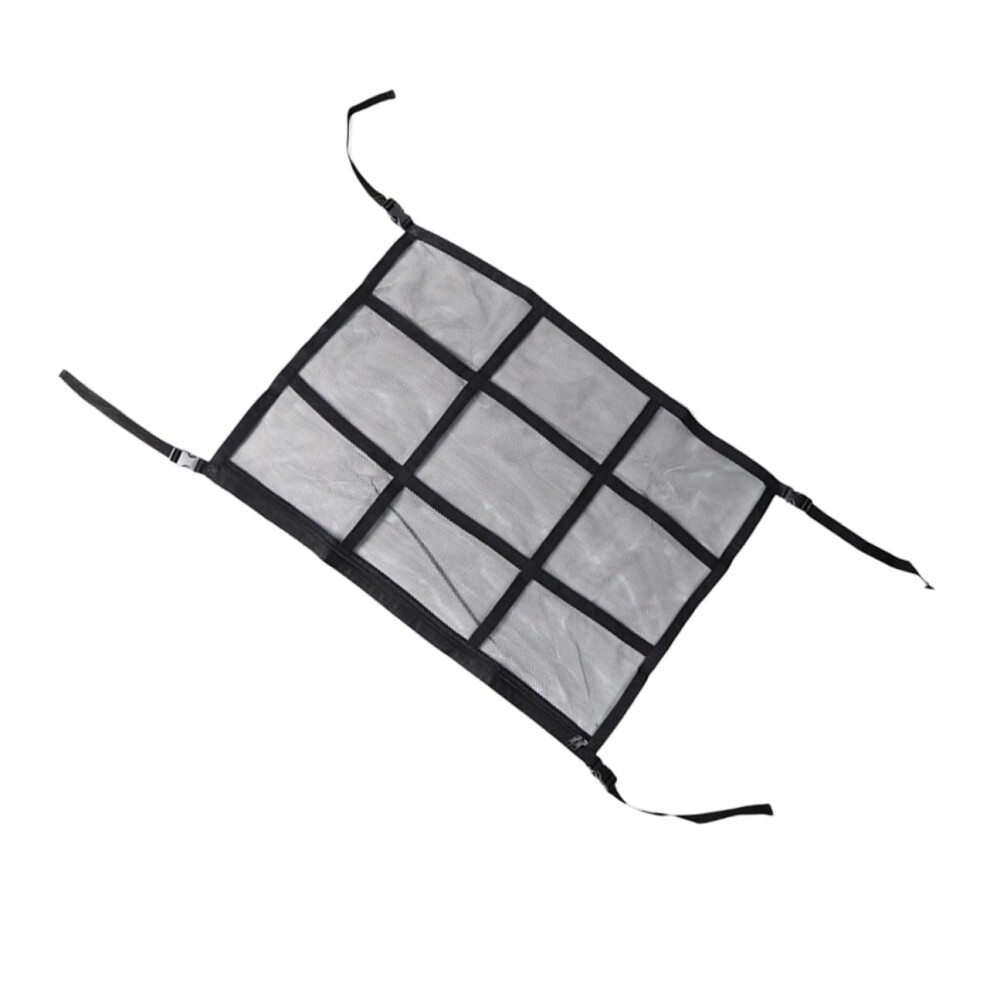 Car Roof Storage Organiser Adjustable Double Layer Net Pocket Overhead Storage For Suv Van Durable Material Grey 6482260552262