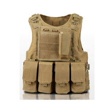 Outdoor Tactical Vest Amphibious Battle Molle Assault Plate Carrier for Hunting Protection Tan Waistcoat with Adjustable Straps