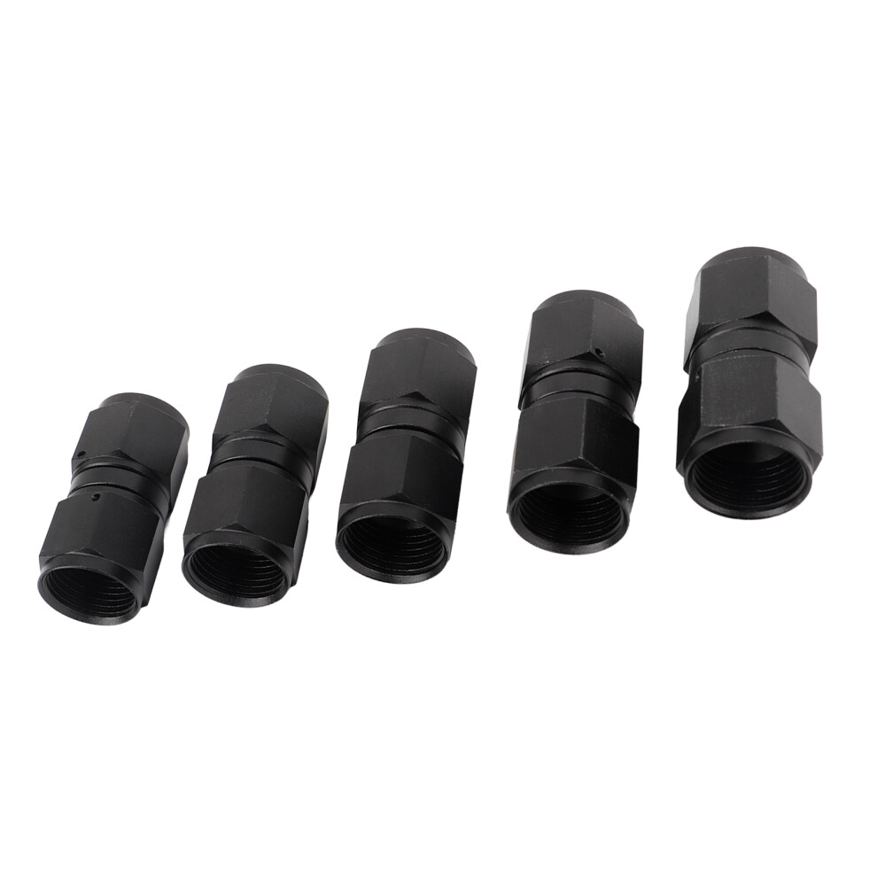 5Pcs 10An Aluminum Fitting Adapter Female Straight Swivel Hose End Set Black 8111339058975