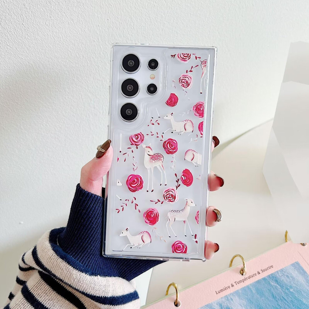 Butterfly Series Mobile Phone Case For Samsung Galaxy S20 Fe, Clear Tpu Flexible Case With Deer Flower Design Red 6947110002934