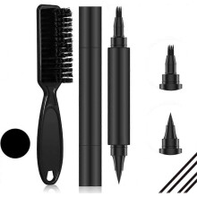 (Black) Double Head Beard Filler Pen, 2 In 1 Beard Filler Pen, Beard Filler Pencil, Waterproof Beard Filling Pen Kit