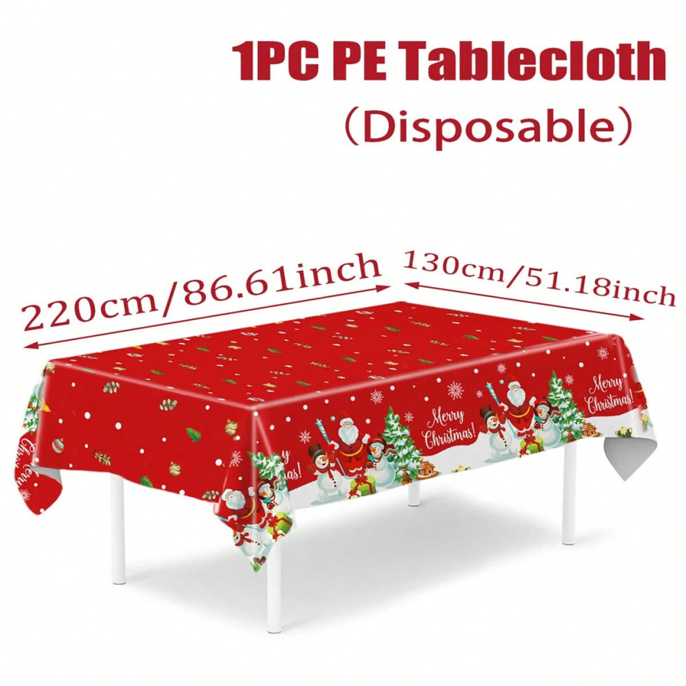 (tablecloth-1) Snowflakes Santa Claus Tablecloth Navidad Natal Noel Snowman Bells Table Cover Merry Christmas Decor For Home 2025 New Year 2026-image-OPC-PJHV8VJ-NEW