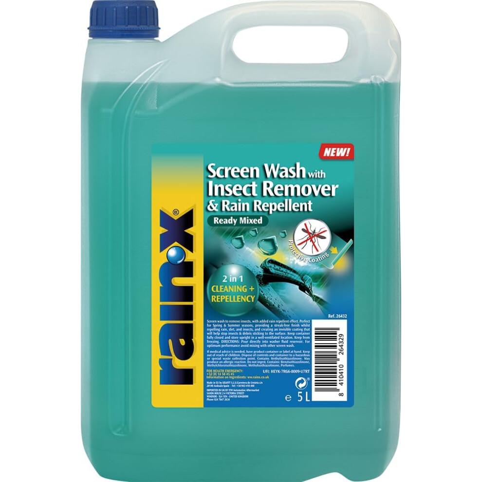 Rain-X 5L Screenwash With Insect Remover & Rain Repellent 3168025785733