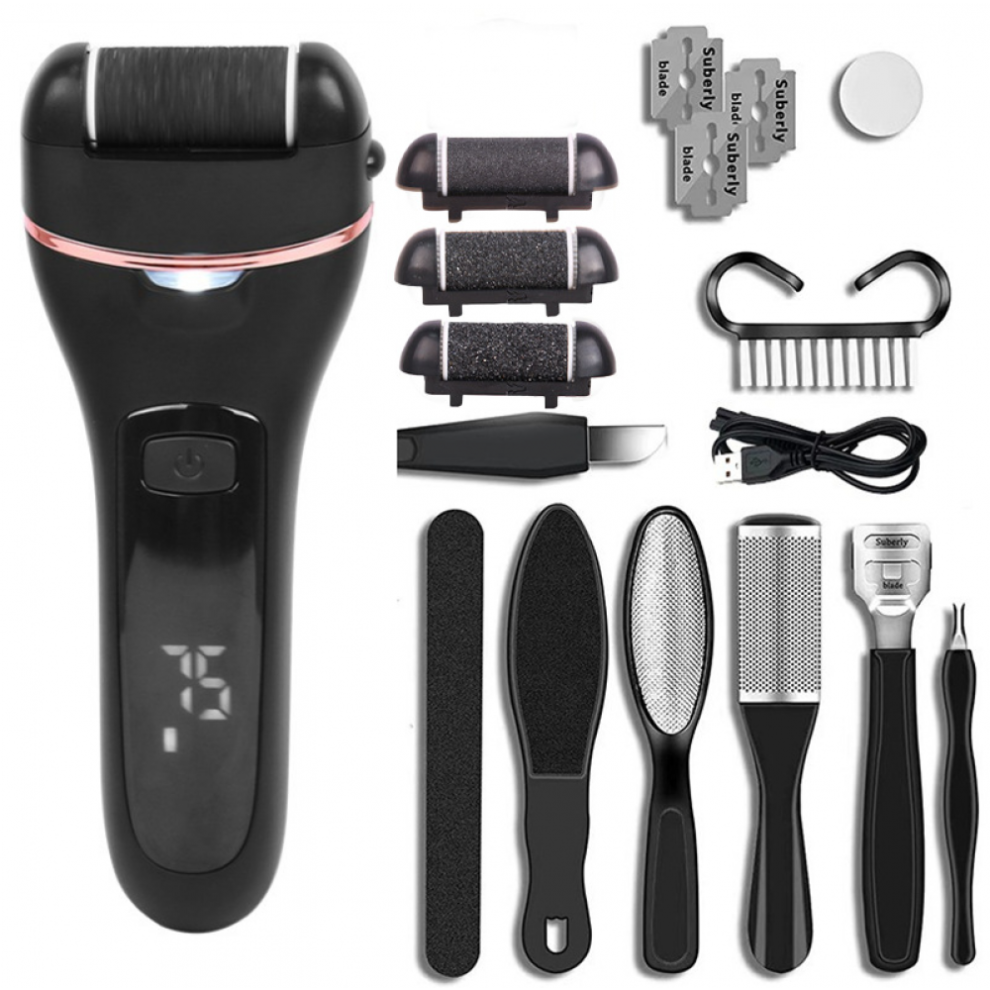 Electric Foot Callus Remover, Rechargeable Foot File, Professional Pedicure Kit for Dry Cracked Heels and Dead Skin(Black)