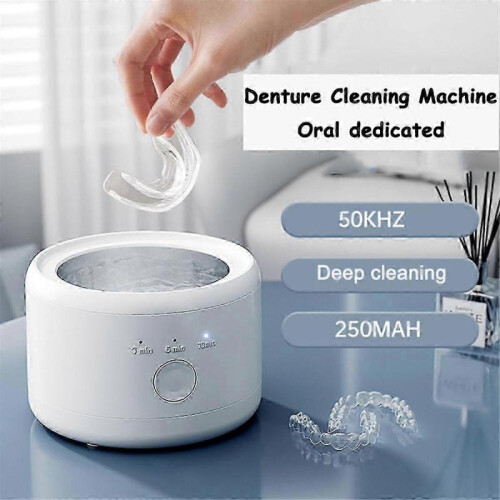 Portable Ultrasonic Retainer Cleaner Machine compatible Dentures Retainer Mouth Guard Aligner Whiten 2