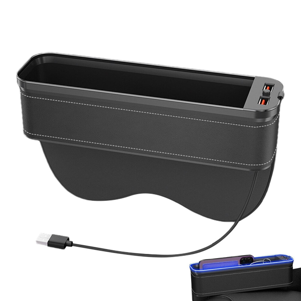 Car Seat Gap Filler Organizer With Usb Charging Port, Led Storage Box For Phones, Keys, Glasses, And Cards Light/Black 6482260553955
