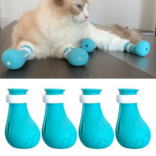 4 Stück Silikon Katzenpfoten-Abdeckungen, verstellbar, Kratzschutz, Blau