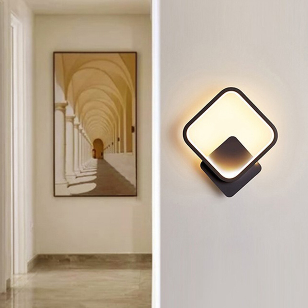 16W Black Square LED Wall Sconce Light, Tri-Color Indoor Outdoor