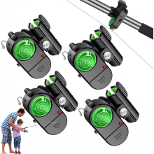 Novo alarme de mordida de pesca com 4 peças, indicador de alarme eletrônico sensível para pesca, sino de alerta de mordida sonora com luzes L