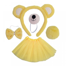 kpl karhuasuja cosplay-asuja karhunkorviin, pääpantoja, häntä, rusetti, nenä, tutu, hansikas, eläinten hienoja asusteita, keltainen, 5 kpl