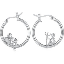 14k Gold Angel Devil Hoop Mismatched Earrings For Women Girls Jewelry Gifts 925 Sterling Silver Post