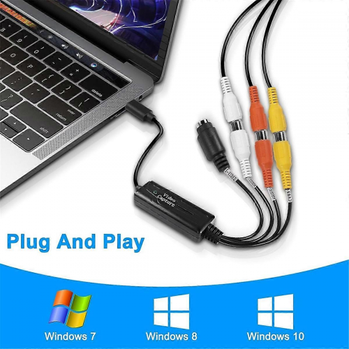Μετατροπέας RCA AV σε USB C Προσαρμογέας κάρτας λήψης βίντεο 1 καναλιού AV NTSC PAL Vid 2