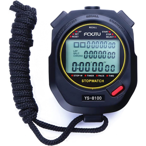 Stopwatch Professional Timer 3 Raw 10/30/100 Lap Split Memory With Digital Extra Large Screen For Stopwatches Sports Game Timer Count Up Dow