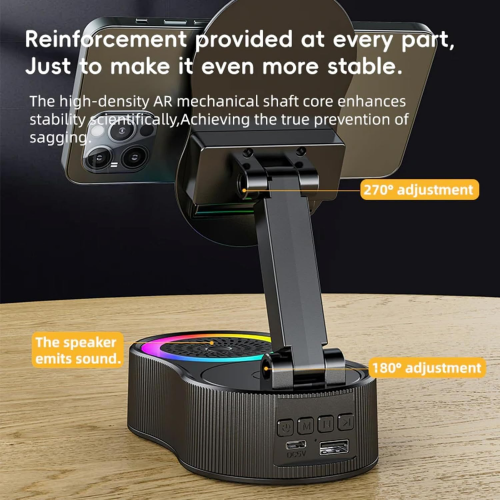 Lifting and Rotating Three-in-One Mobile Phone Holder Bluetooth Speaker Mobile Phone Holder with Bluetooth Speaker black 1