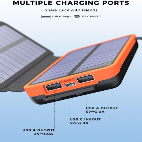 Ηλιακός φορτιστής 25000mAh φορητή εξωτερική μπαταρία με 4 πάνελ αδιάβροχο powe 1