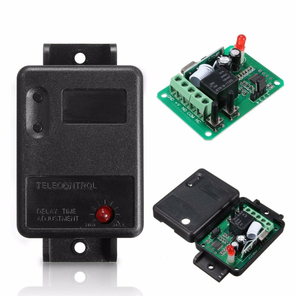 (433Mhz) Dc12v 1Ch 315/433Mhz Wireless Time Delay Relay Rf Remote Control Switch Receiver 8727971657744