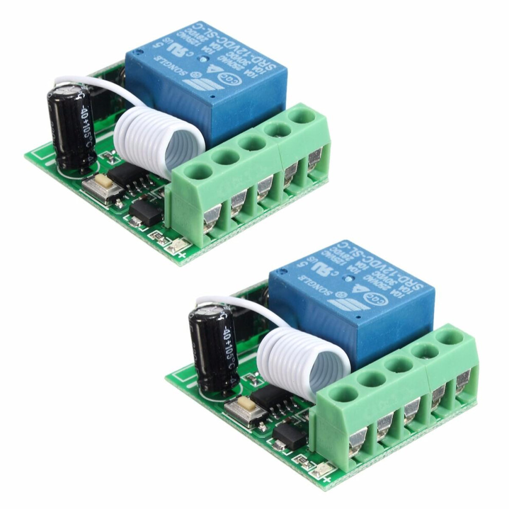 2Pcs Dc12v 10A 1Ch 433Mhz Wireless Relay Rf Remote Control Switch Receiver 8727971212875