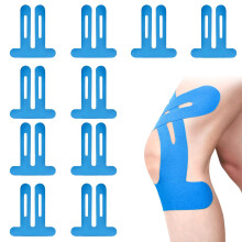 PreCut Pack of 10 Blue Knee Kinesiology Tape Elastic Skin-Friendly Pre-Cut Strips for Pain Relief