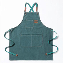 (Emerald) Chef Apron With Cross Back Bib Apron Cooking Aprons With Large Pockets For Men