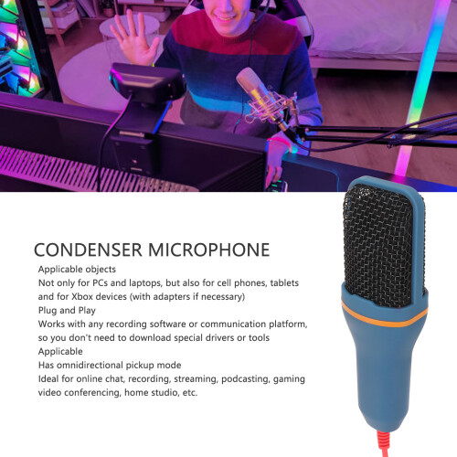 Desktop Condenser Microphone 3.5mm for PC, Laptop, Mobile, Tablet, ABS Material 2