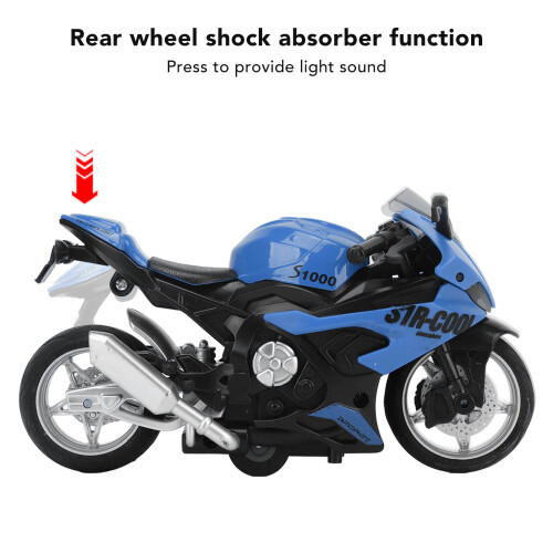 Pull Back Blue Motorcycle Toy with Lights Sound & Alloy Finish 2