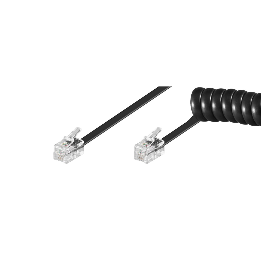 50270 Telephone Handset Spiral Cable 2M Cca Copper Laminated Aluminium Rj10 Connector 4P4c Black 6276012359670