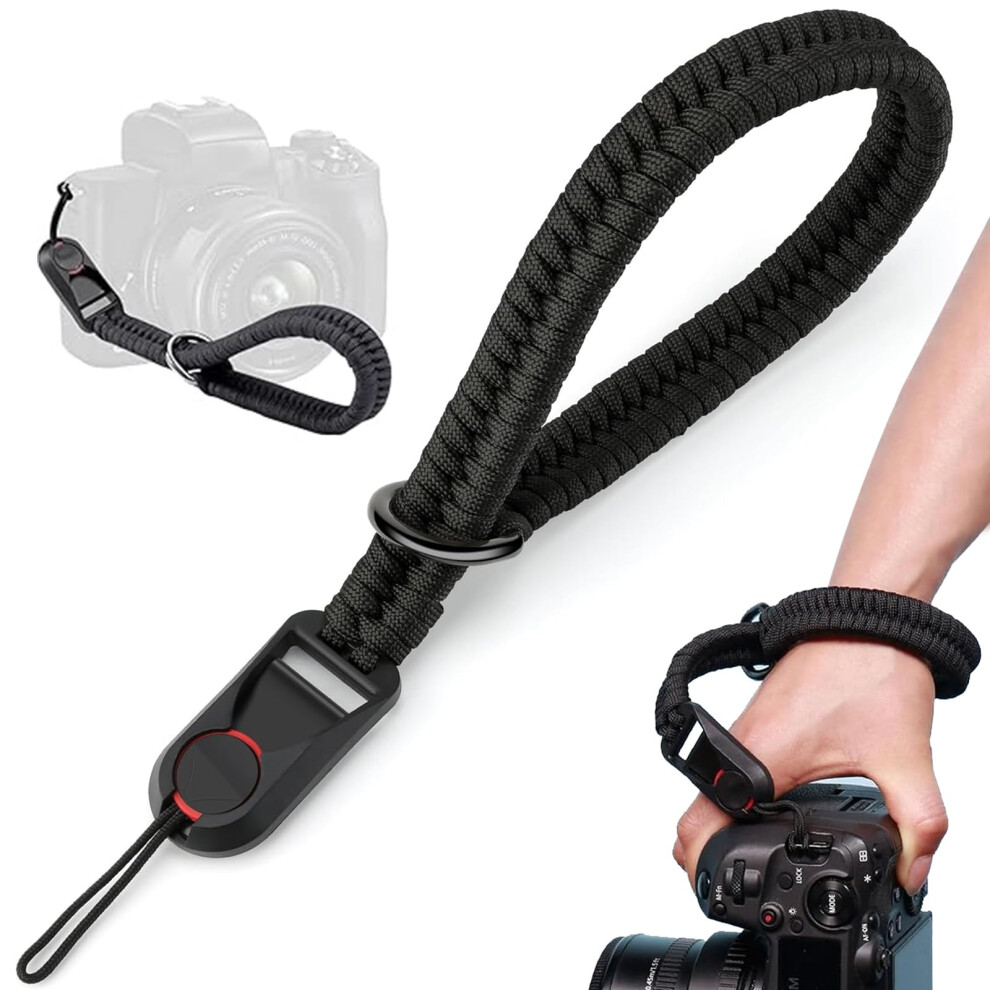 Camera Wrist Strap Adjustable Quick Release Ultra-Lightweight Paracord Band For Dslr Size L Black 6276012359922