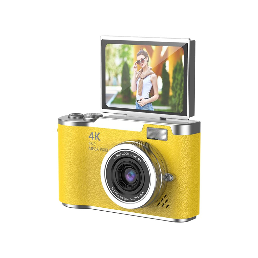 4K Digital Camera 48Mp Portable Ccd With 8X Zoom And Video Recording - Compact Design For Travel Yellow 6482260556147