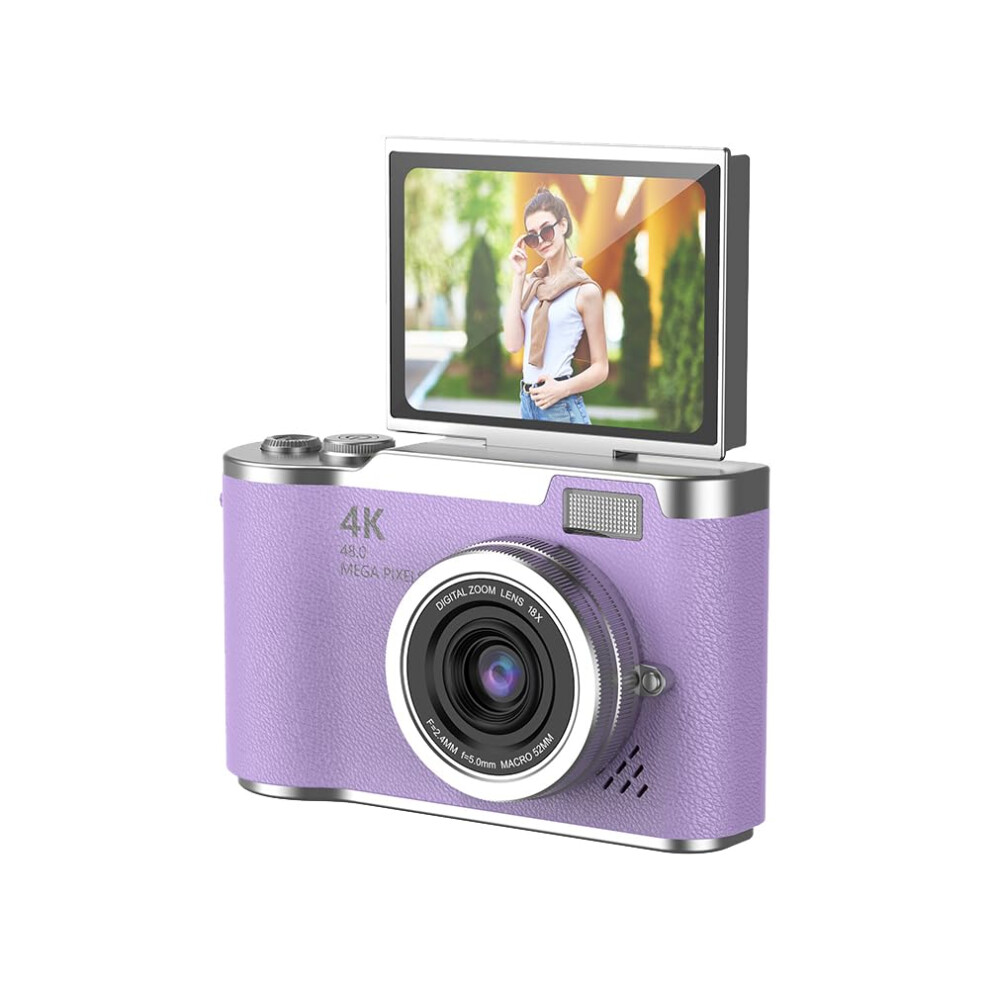 4K Digital Camera 48Mp Portable Ccd With 8X Zoom Video Recording In And - Compact Lightweight Design Purple/Pink 6482260556208