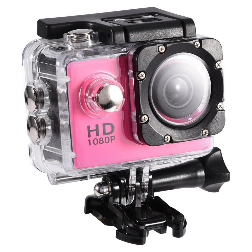 Action Camera 1080P Full Hd Sports Camera 30M Waterproof 16Mp Bicycle Camera With Mounting Accessories Kit Pink 6276012360607