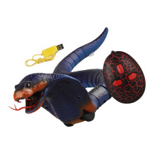 Realistic RC Snake Toy - Infrared Remote Controlled Rattlesnake Animal Toy, Blue Color for Kids, Christmas Birthday Gift