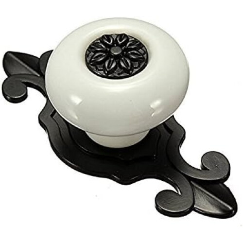 Ceramic Door Knobs Pack of 10, White and Black Drawer Knobs, Modern Style, 1.5 Inch Size 1