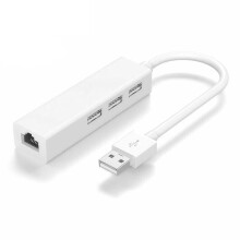 USB A to 3x USB A Hub and RJ45 Ethernet LAN Adapter for MacBook, Compatible with USB-A Devices, Network Cable