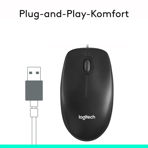 M100 Wired Mouse - Black USB Optical Mouse with Ergonomic Design for PC and Laptop Compatibility 1