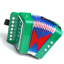 Kids Accordion Toy with 2 Basses, 7 Keys – Green, 18cm