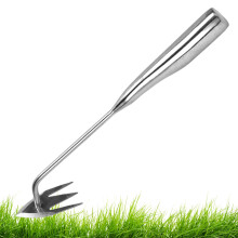 Handjäter Werkzeug | Edelstahl 3-Zinken Gartenjäter Mit Ergonomischem Griff Für Blumenbeete, Gemüse & Rasenflächen