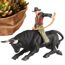 Cowboy Riding Figure – Toy Spanish Torero Bull Rider for Kids Ages 3-5, 6-12, Black Rodeo Cattle Model