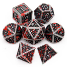 Bloodstained Metal DND Dice Set 7 Pieces Polyhedral Antique Iron Red RPG Dice for Dungeons and Dragons TTRPG