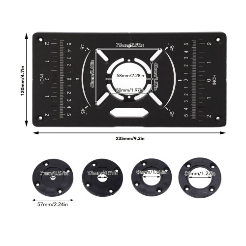 Aluminum Router Table Plate with Inch and Centimeter Measurements 1